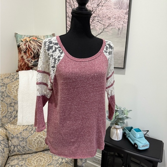 h.i.p. Pink Relaxed Blouse with Rounded Neckline - Picture 1 of 6